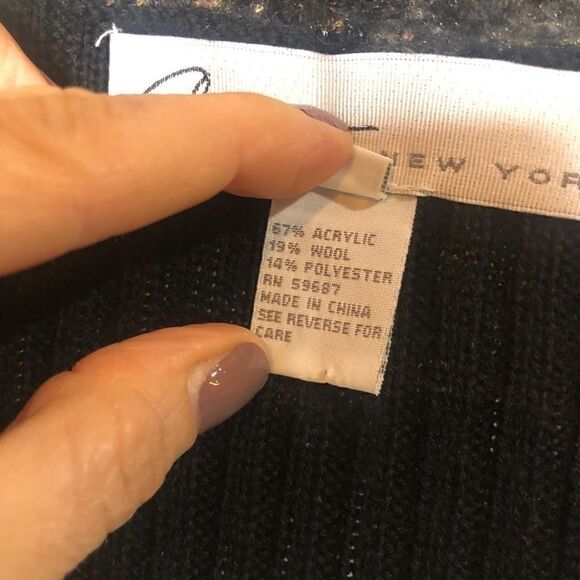 Curio New York Knit Detail Cardigan Black Tan Gold - Picture 5 of 13